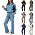 thumbnail image 2 of enyan Womens Lounge Sets Womens Sweatsuits 2 Piece Set Fleece Lined Outfits Crew Neck Colorblock Long Sleeve Sweatshirt Jogger Pants Tracksuit Set with Pockets Blue,XS, 2 of 7