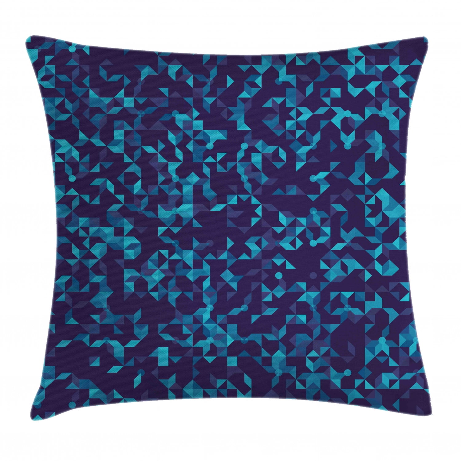 Navy and Teal Throw Pillow Cushion Cover, Abstract Triangles with Dots