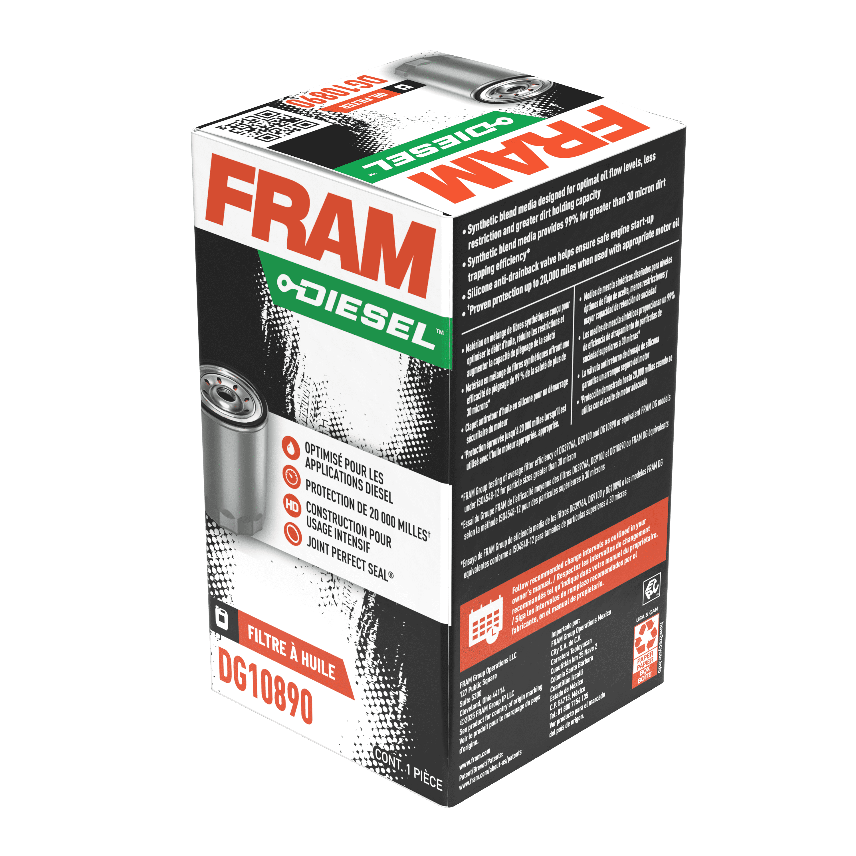 FRAM Diesel DG10890 20,000 Mile Oil Filter, Fits Select Diesel Vehicles