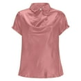 thumbnail image 5 of Fewfanhot Women's Tops Silk Satin Tops Cap Short Sleeve Blouse V Neck Shirts Business Casual Outfits, 5 of 7