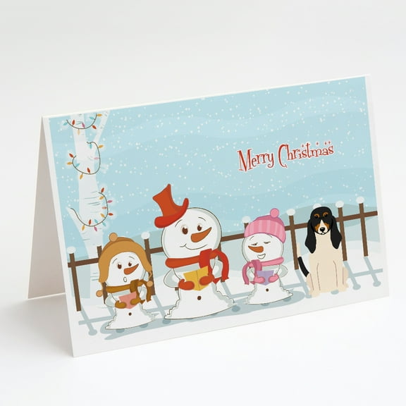 Merry Christmas Carolers Swiss Hound Greeting Cards and Envelopes Pack of 8