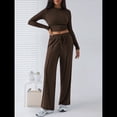thumbnail image 4 of Conjunto Deportivo Y2K de Dos Piezas para Mujer, con Larga, Top Ajustado y Pantalones Anchos, Ideal para y Otoño Café M, 4 of 8