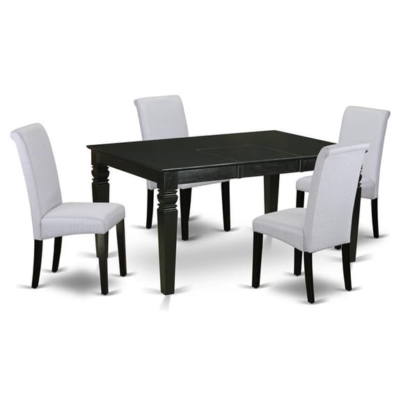 East West Furniture Weston 5-piece Wood Dining Set in Black/Grayish Blue