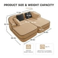 thumbnail image 6 of 77.2" Teddy Fabric No Assembly 32D High Density sponge Boneless Sofa,Fluffy Comfy Couch with double Chaises,Sleeper sofa,Contrast color design,Symmetrical aesthetics,for Living Room,Camel, 6 of 7