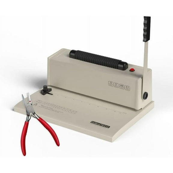 TruBind Coil Binding Machine with Electric Coil Inserter | Manually Punch up to 12 Sheets | 440 Sheet Bind Capacity with 4:1 Pitch | 2-Year Warranty | Heavy-Duty Coil Crimping Pliers Included