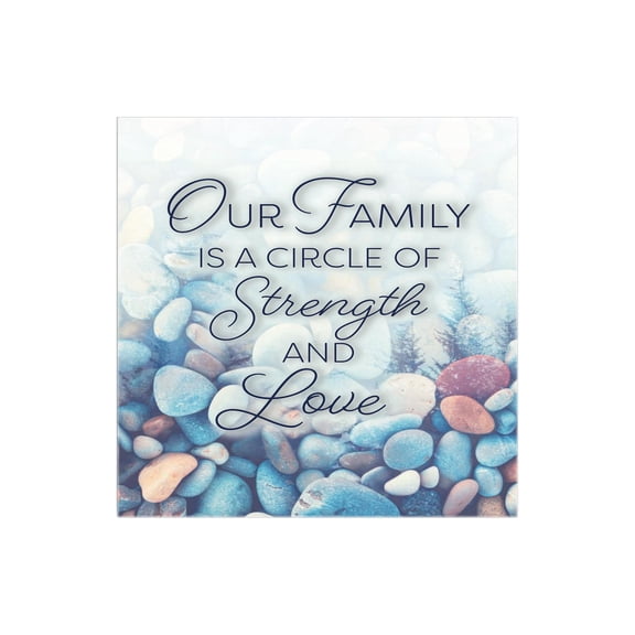 Family Strength Love Blue Fade Pebbles 12 x 12 Wood Wall Sign Plaque