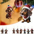 thumbnail image 3 of Tainini Christmas Acrylic Dachshund Dog Hanging, Sausage Dog Pendant for Car Home Holiday Party Wall Gifts Tree Decor, 3in, 3 of 9