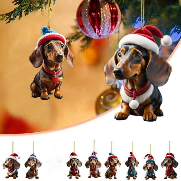 Aihimol Dachshund Dog Car Interior Pendant Christmas Christmas Tree Decoration Hanging Ornament Holiday Home Decoration