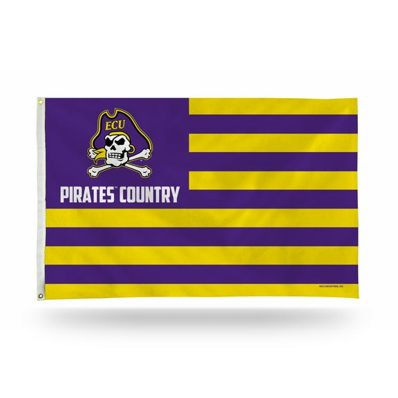 Rico Industries College East Carolina Pirates 3' x 5' Country Banner Flag  - Indoor or Outdoor Décor - Single Sided