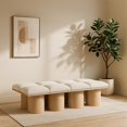thumbnail image 4 of Meridian Furniture Pavilion Cream Boucle Fabric Bench, 4 of 8