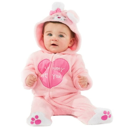 Infant Girls Plush Pink Little Bunny Costume Baby Rabbit Jumper 0-6 Months