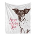 thumbnail image 1 of Jack Russell Soft Flannel Fleece Blanket, Sketch Dog with All You Need is My Love Words Purebred Animal Design, Cozy Plush for Indoor and Outdoor Use, 50" x 60", Pink Brown and White, by Ambesonne, 1 of 6