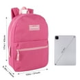 thumbnail image 3 of Classic Solid Color 17 Inch Backpack with Front Zipper Accessory Pocket, Dual Zipper Closure & Padded Shoulder Straps for Work, Office, Gym, Sports, Travel, Commute & Recreation in Pink, 3 of 7
