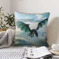 thumbnail image 6 of Xecao Cloud Sky Green Dragon Print Soft Velvet Decorative Throw Pillow Covers, Square Cushion Cases for Bed, Sofa, Living Room, Car, and Indoor Outdoor Use-16"x16", 6 of 8