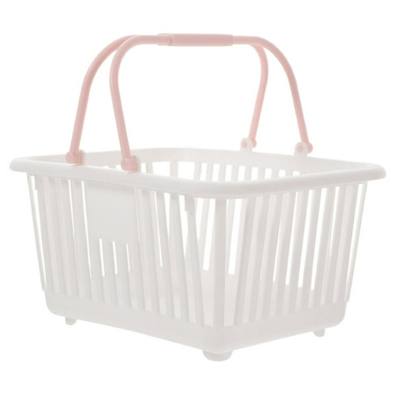 MUSEYA White Plastic Storage Basket with Handles for Organizing Sundries Compact Size 10.5 x 7.5 x 5.5 inches