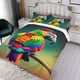thumbnail image 3 of Loro Conjunto de sábanas temático, trío de piezas, cómodo y amigable con la piel, diseño único, regalo de decoración para el hogar para familiares, amigos y fans, 90 cm * 190 cm, 3 of 6
