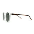 thumbnail image 3 of Polarized Hipster Round Keyhole Horn Rim Thin Plastic Sunglasses Frost Tortoise Green, 3 of 4