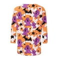 thumbnail image 5 of Yteetum Fall Outfits for Women 2025 3/4 Length Sleeve Womens Tops Halloween Print Oversize Crew Neck T-Shirt Tops Ladies Halloween Graphic Round Neck Loose Fits Plus Size Three Quarter Sleeve Shirts, 5 of 5
