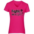 thumbnail image 2 of Fight Like a Girl Signature Women's V-Neck T-Shirt - Hot Pink [M], 2 of 6