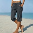 thumbnail image 6 of Luivaraty Capri Pants for Women Solid Color Straight Leg Pants Fashion Comfy Drawstring Side Split Capris with Pockets, S-2XL, 6 of 9
