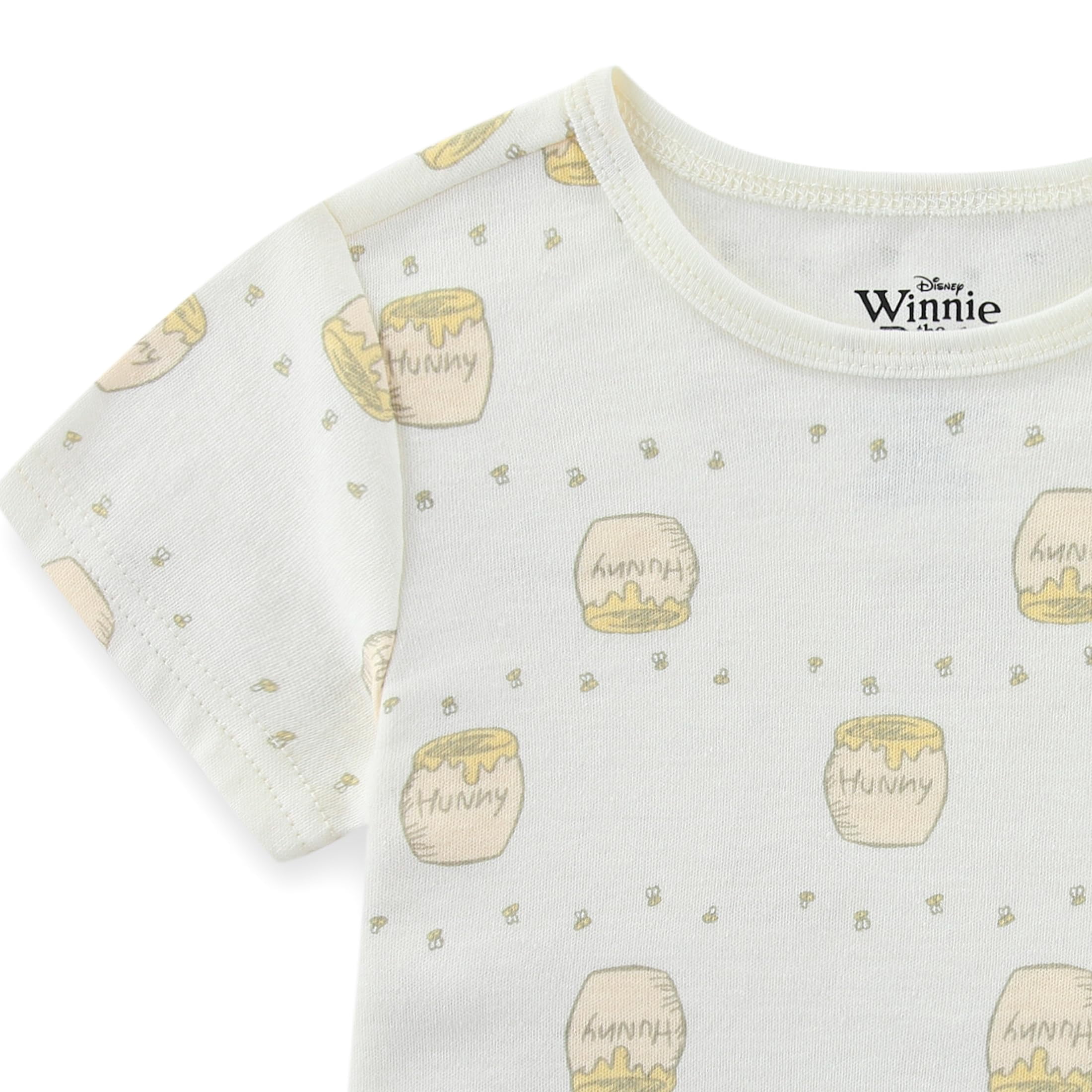 Disney Winnie the Pooh French Terry Shortall Overalls with Shirt (Baby Boys), 2 Piece Set, Sizes 12M-24M