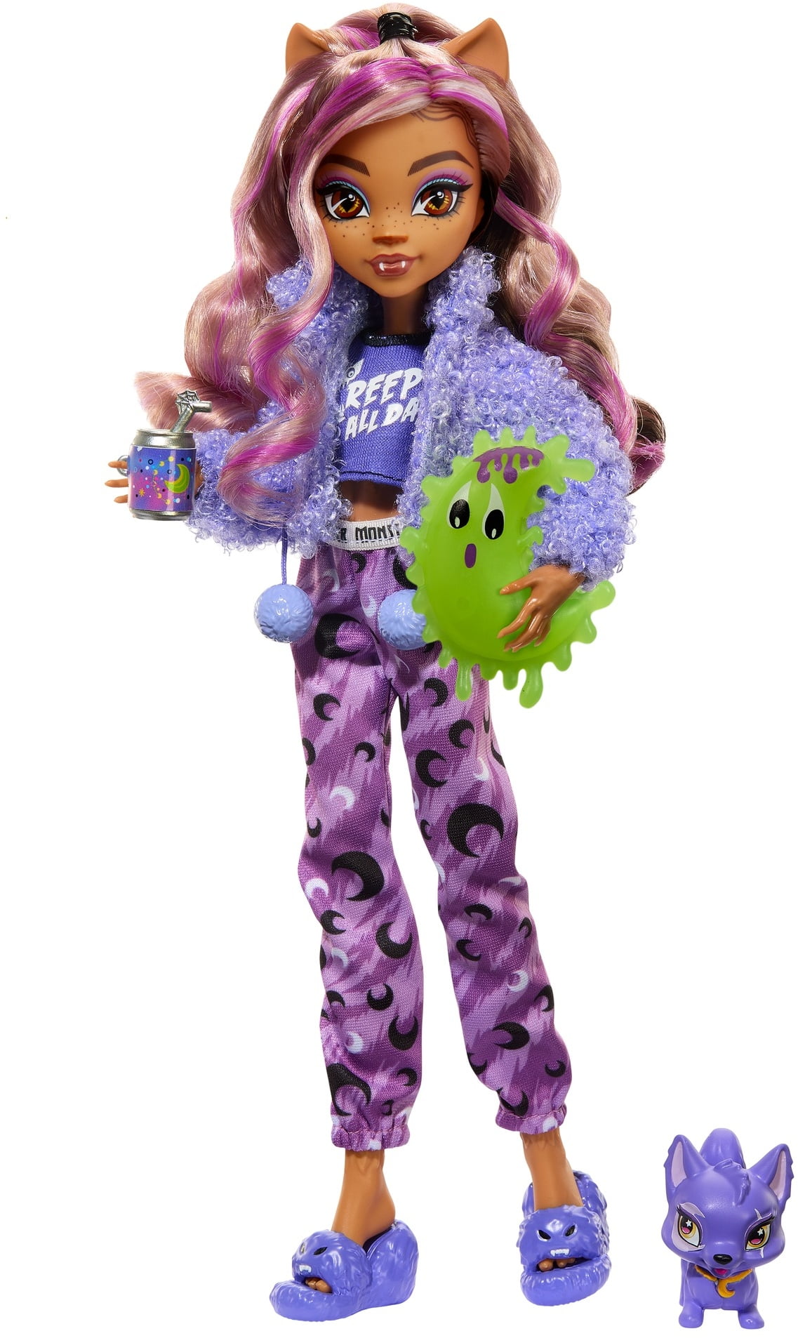 Monster High Clawdeen Wolf Fashion Doll with Purple Streaked Hair,  Accessories & Pet Dog