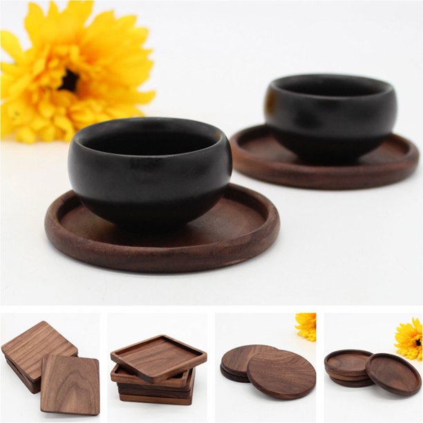 Worallymy Cuadrado Cuenco Redondo Tetera Manteles Individuales Té Taza de Café Pad Mesa de Hogar Posavasos de Madera Resistente al Calor Worallymy JD735801584