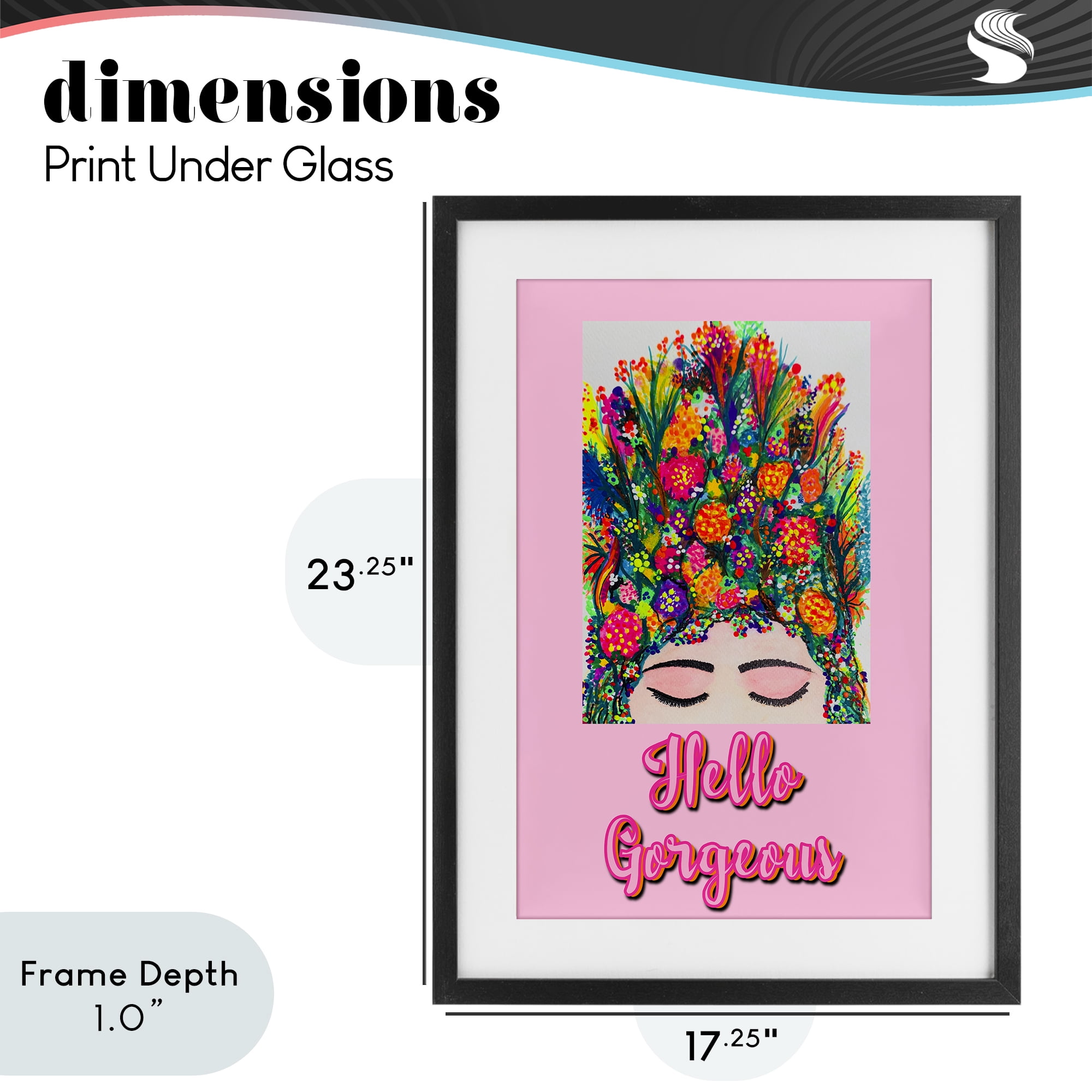 Stupell Industries Hello Gorgeous Floral Woman Black Framed Print Under Glass, design by Pooja Dave