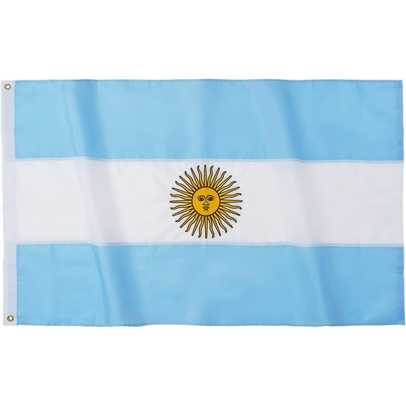 TOPFLAGS Argentina Flag Embroidered Argentinian National Flags 3x5 Foot Sewn Stripes Heavy Duty Outdoor with Brass Grommets