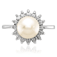 thumbnail image 5 of 14K Solid White Gold 7.5mm Freshwater Cultured Pearl Diamond Ring, 5 of 8