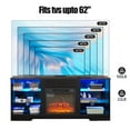 thumbnail image 5 of Fireplace TV Stand with LED Light for 60" TV, Wood TV Console Entertainment Center for Living Room, with Charging Outlet, Glass Shelves, Virtual Flame Fireplace, Media Console, Black, 5 of 8