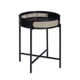 thumbnail image 1 of ACME Table d'Appoint Ronde en Bois avec Plateau Colson et Insert en Rotin, Noir, 1 of 5