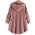 thumbnail image 4 of asdoklhq Fall Winter Womens Plus Size Clearance,Women Plus Size Button Plush Tops Hooded Loose Cardigan Wool Coat Winter Jacket, 4 of 7
