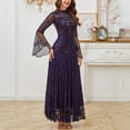 thumbnail image 6 of Prom Dresses for Women Elegant Lace Long Sleeve Crewneck Flowy Maxi Dress Formal Evening Gowns, 6 of 8