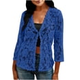 thumbnail image 4 of Lace Cardigans for Women Elegant 3/4 Sleeve Cardigans Lightweight Ladies Open Front Summer Cardigan Business Office Casual Bolero Shrug Womens Blouses for Dress Evening Party Wedding Daily Blue XXL, 4 of 7