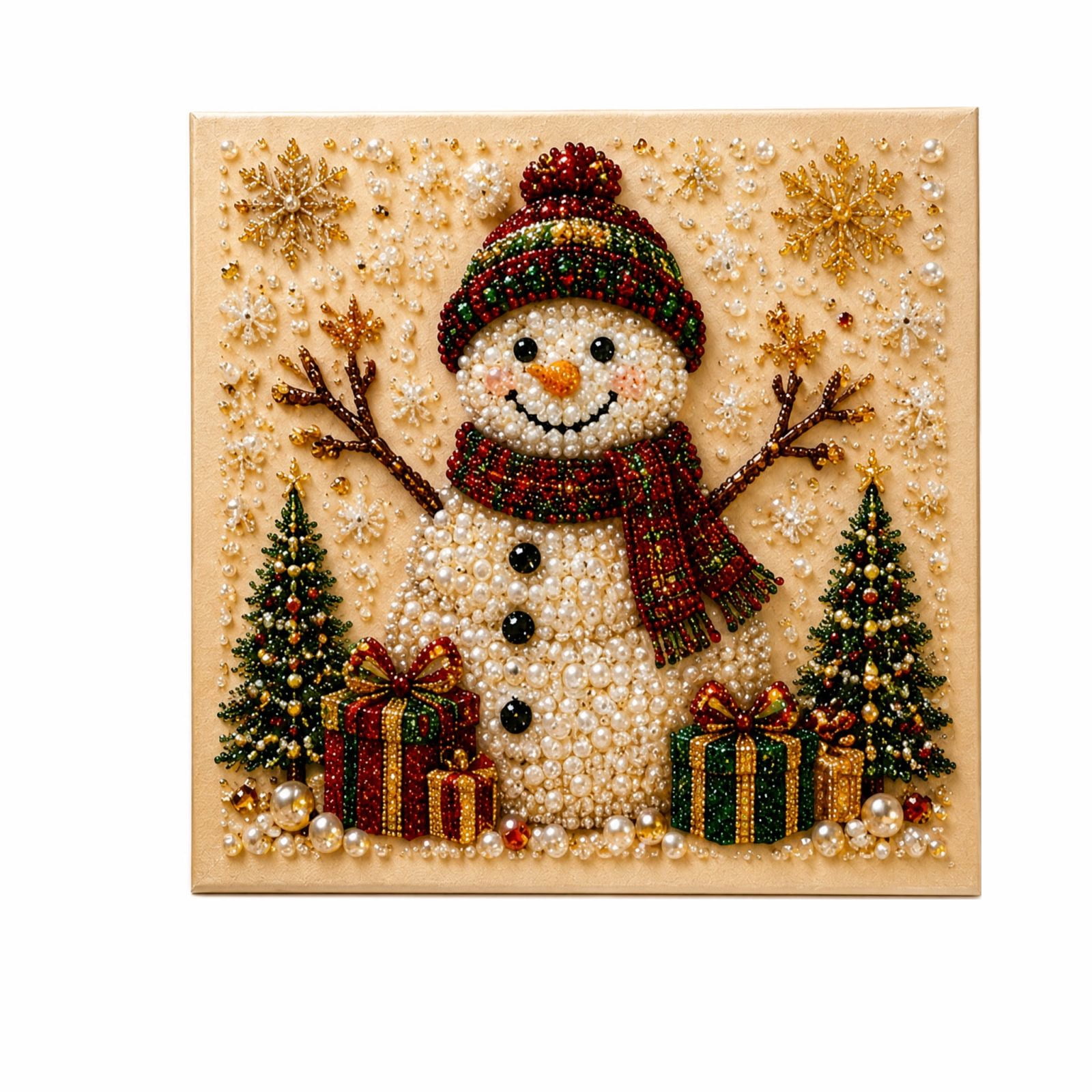 Christmas Diamond Painting Kit for Adults Snowman Partial Drill Canvas Wall Decor Craft Set with Candy Cane Gift Box 5D DIY Holiday Gem Art for Home Decoration & Seasonal Display