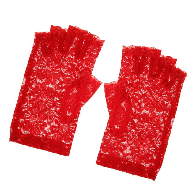 Guantes con Medios Lazo Guantes para Boda de Tarde Danza Baile de Graduación rojo BLESIY Accesorio nupcial de los guantes del cordón