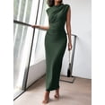 thumbnail image 2 of Women'S Ruched Bodycon Dress Summer Casual Sleeveless Back Slit Elegant Club Evening Cocktail Maxi Dresses Army Green S, 2 of 7