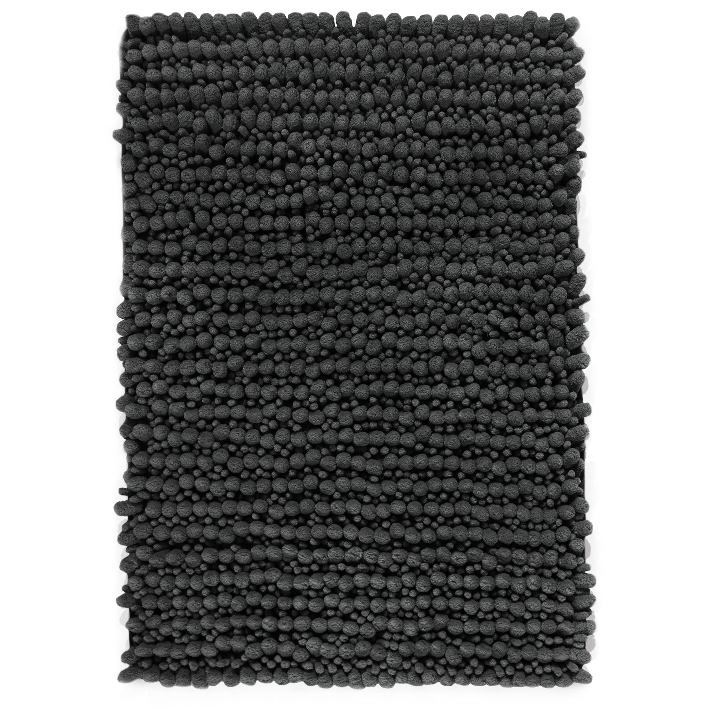 Microdry Chenille Absorbent Memory Foam Bath Mat, 16" x 24", Dark Gray
