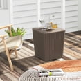 thumbnail image 3 of Patiojoy Outdoor Resin Storage Side Table 11.5 Gallon Patio Storage Box with Removable Lid & Wicker-woven Accent, 3 of 9