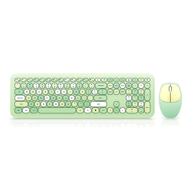 Ensemble clavier et souris sans fil 2.4Ghz Cute Portable Universal Desktop  Notebook-Green Mixed Color 
