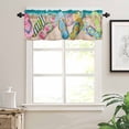 thumbnail image 2 of Colorful Flip Flops Kitchen Valances for Windows 42x12 Inch Kitchen Curtains Valances Rod Pocket Summer Blue Beach Ocean Bathroom Window Valances for Window Treatment Decor, 2 of 6