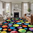 thumbnail image 2 of Cute Colorful Point Large Area Rugs 8x10 ft Vintage Watercolor Blue Red Green Polka Dots Black Washable Rug Non Slip Indoor Carpet Absorbent Floor Mat for Living Room Bedroom Dining Room, 2 of 9