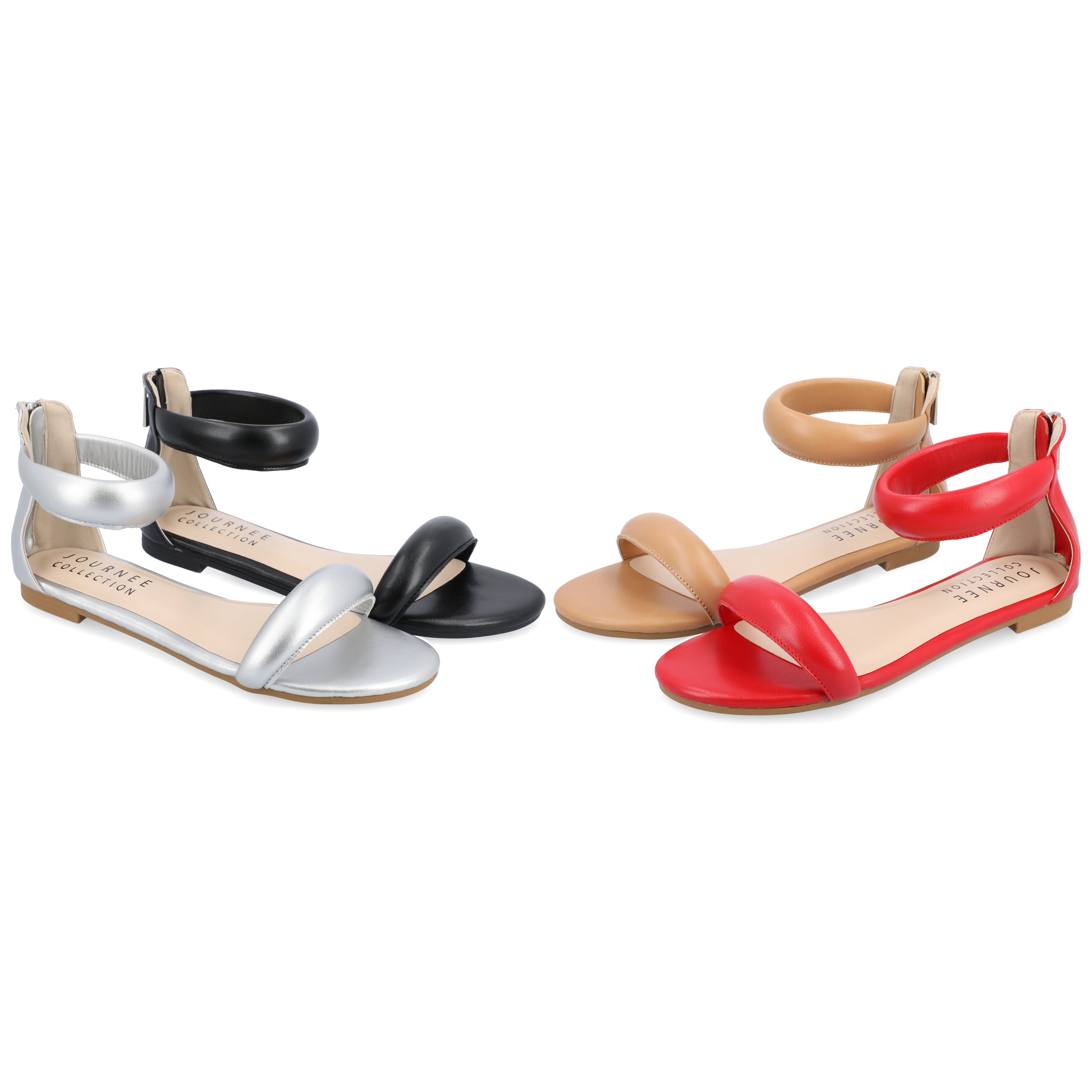 Journee Collection Womens Peytonn Back Heel Zip Ankle Strap Sandals