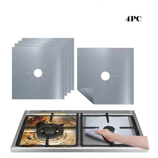 Agiferg Reusable 4PCS Aluminum Gas Foil Stove Burner Protector Cover Liner Clean Mat Pad
