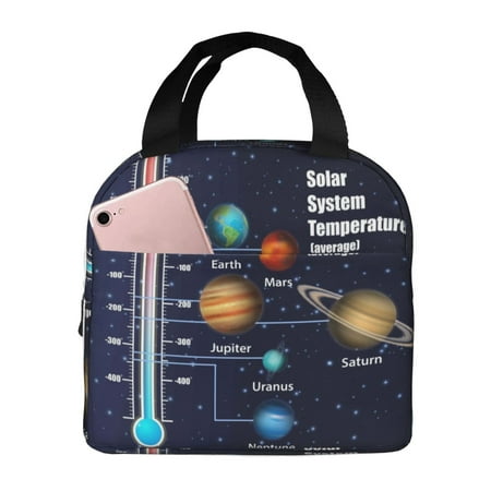 Insulated Lunch Bag for Women Men - Solar System Temperatures Diagram Leakproof Cooler Lunch Box for Women Men  Lunch Tote Bags for Work School Picnic Travel