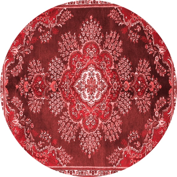 Ahgly Company Indoor Round Medallion Red Traditional Area Rugs, 7' Round