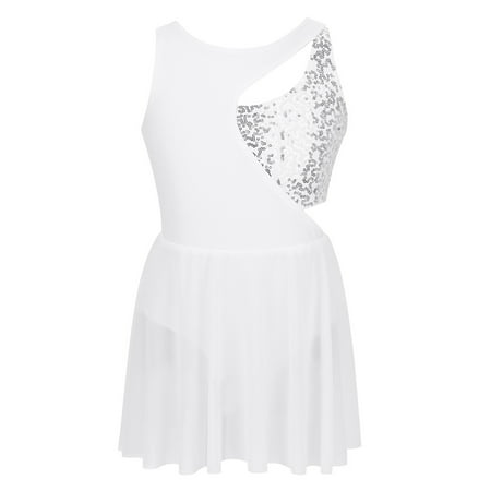 

Alvivi Kids Girls Figure Ice Skating Dress Shiny Sequins Ballet Dance Leotard 6-14