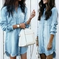 thumbnail image 3 of POINTERTECK Robe Mini en Jean à Manches Longues avec Col Rabattu et Boutons, 3 of 8