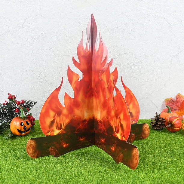 Hoguera Artificial de cartón 3D, accesorios para fotos, acampada, barbacoa, fiesta, llama de fuego falsa para Halloween, Navidad, decoración del hogar, 3 unidades, 1 unidad